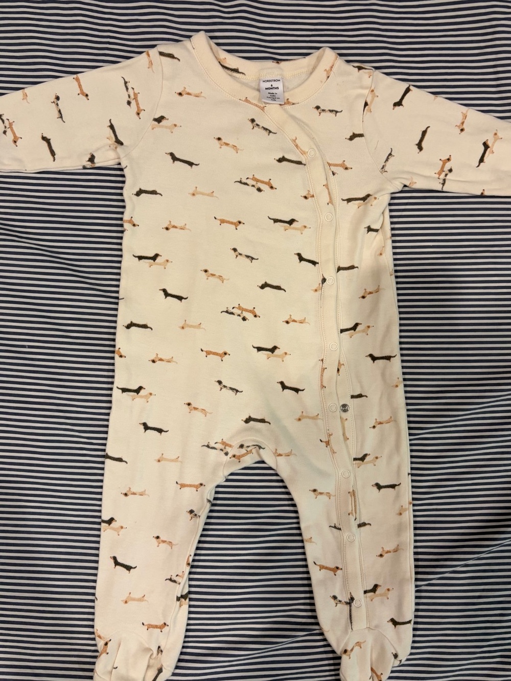 Nordstrom Baby Cream Dachshund Print Baby footed sleeper